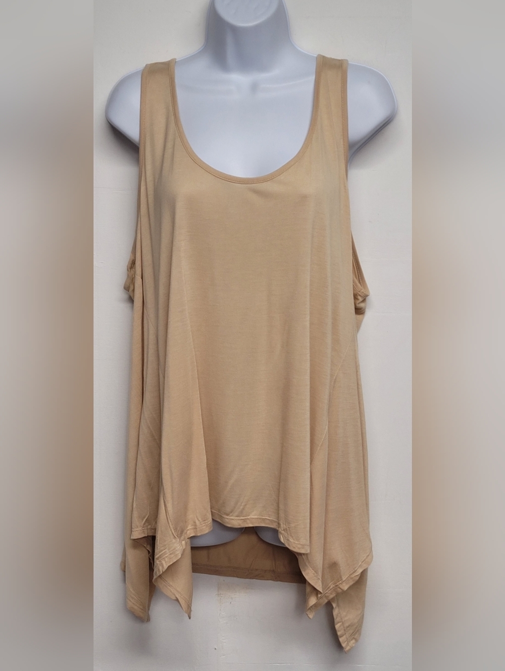 Ambiance 2XL Tank Top Vintage Scoop Neck Asymmetrical Hem Slinky Stretch Knit